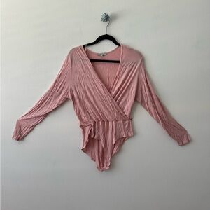 Deep V blush pink bodysuit